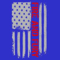 Fire and Fury Trump Military Power USA Flag Button