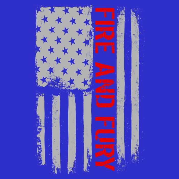 Fire and Fury Trump Military Power USA Flag Button