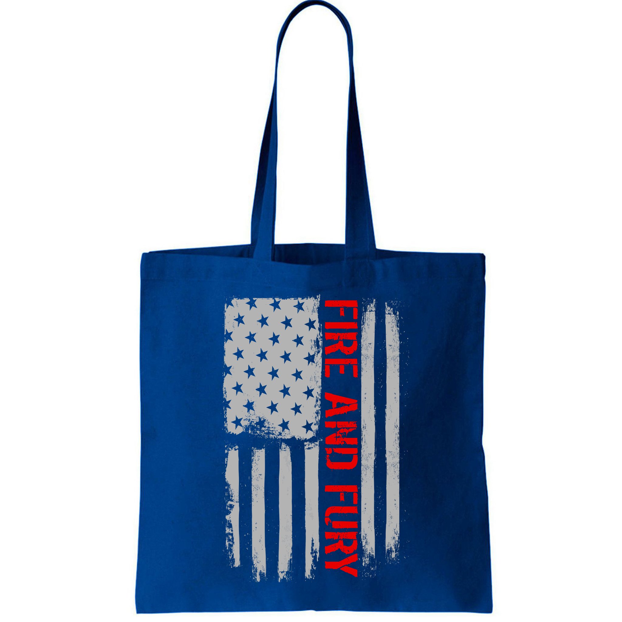 Fire and Fury Trump Military Power USA Flag Bag