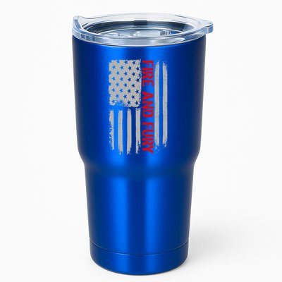 Fire and Fury Trump Military Power USA Flag Tumbler