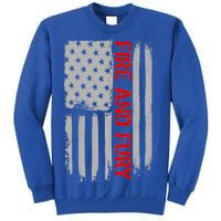 Fire and Fury Trump Military Power USA Flag Tall Sweatshirt