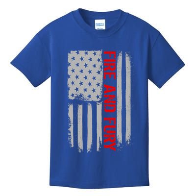 Fire and Fury Trump Military Power USA Flag Kids T-Shirt