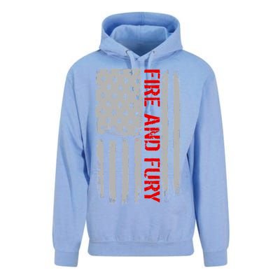 Fire and Fury Trump Military Power USA Flag Unisex Surf Hoodie