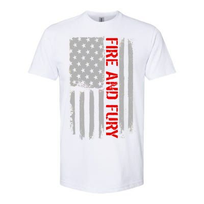 Fire and Fury Trump Military Power USA Flag Softstyle CVC T-Shirt