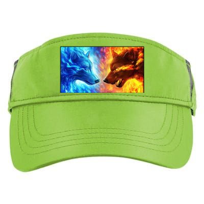 Fire And Ice Wolf Cool Graphic Adult Drive Performance Visor