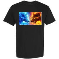 Fire And Ice Wolf Cool Graphic Garment-Dyed Heavyweight T-Shirt