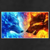 Fire And Ice Wolf Cool Graphic Garment-Dyed Heavyweight T-Shirt