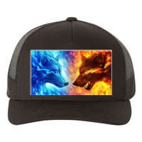 Fire And Ice Wolf Cool Graphic Yupoong Adult 5-Panel Trucker Hat