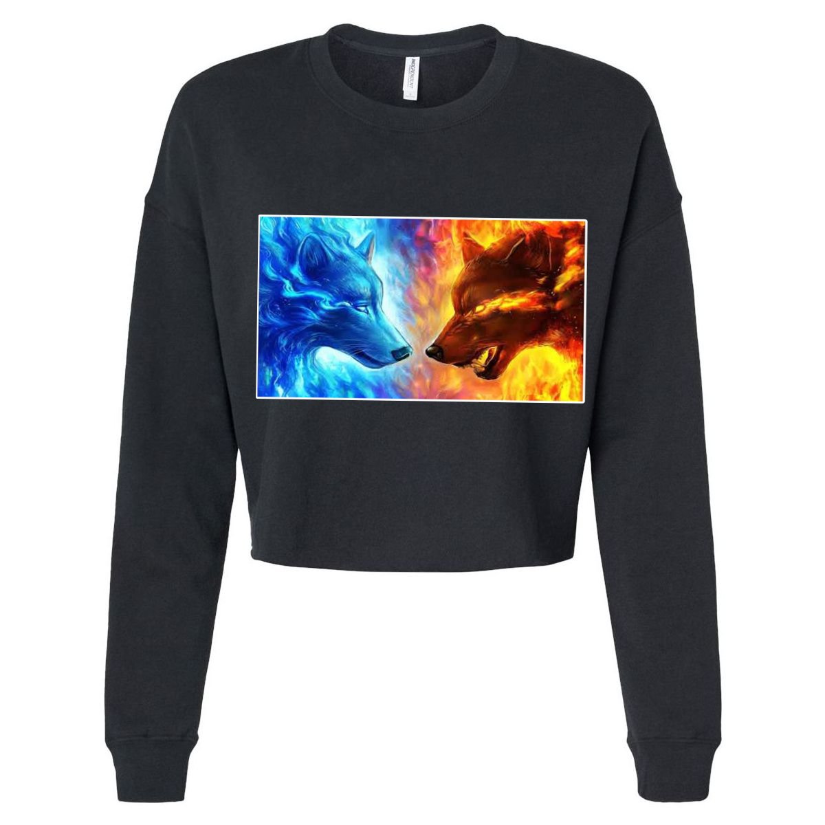 Fire And Ice Wolf Cool Graphic Cooling Performance Crew T-Shirt