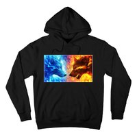 Fire And Ice Wolf Cool Graphic Hoodie