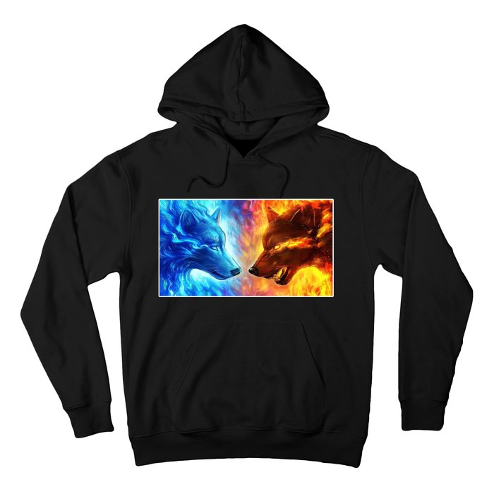 Fire And Ice Wolf Cool Graphic Hoodie