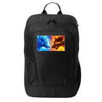 Fire And Ice Wolf Cool Graphic City Backpack