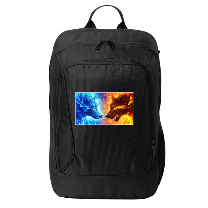 Fire And Ice Wolf Cool Graphic City Backpack