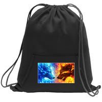 Fire And Ice Wolf Cool Graphic Sweatshirt Cinch Pack Bag