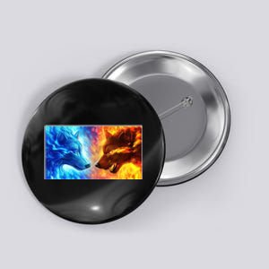 Fire And Ice Wolf Cool Graphic Button