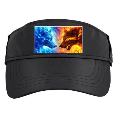 Fire And Ice Wolf Cool Graphic Adult Drive Performance Visor