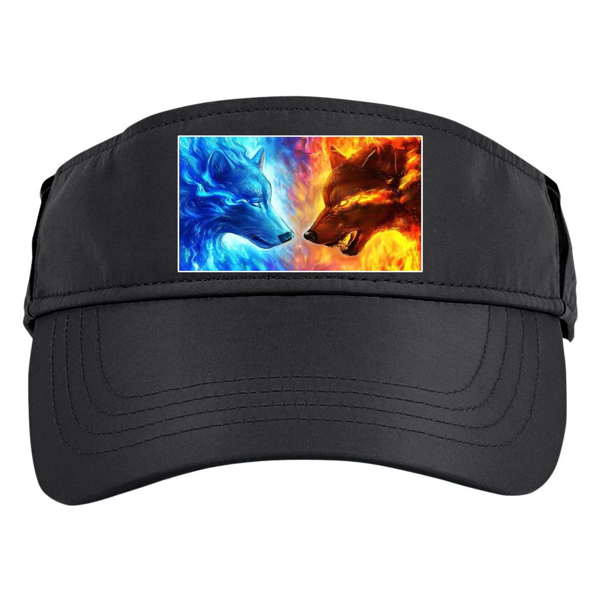 Fire And Ice Wolf Cool Graphic Adult Drive Performance Visor