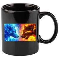 Fire And Ice Wolf Cool Graphic 11oz C Handle Ceramic Mug