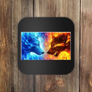 Fire And Ice Wolf Cool Graphic Coaster