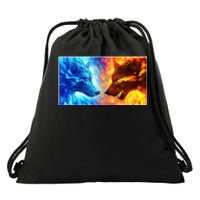 Fire And Ice Wolf Cool Graphic Drawstring Bag