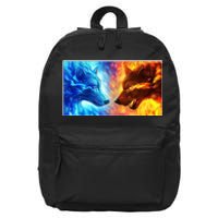 Fire And Ice Wolf Cool Graphic 16 in Basic Backpack