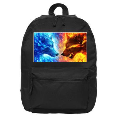 Fire And Ice Wolf Cool Graphic 16 in Basic Backpack