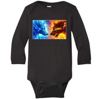 Fire And Ice Wolf Cool Graphic Baby Long Sleeve Bodysuit