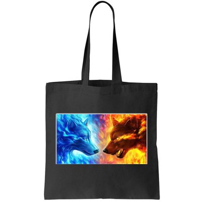 Fire And Ice Wolf Cool Graphic Tote Bag