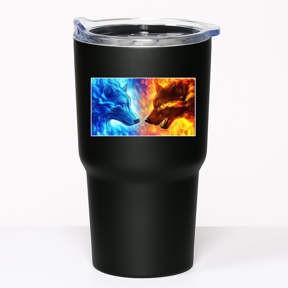 Fire And Ice Wolf Cool Graphic Tumbler