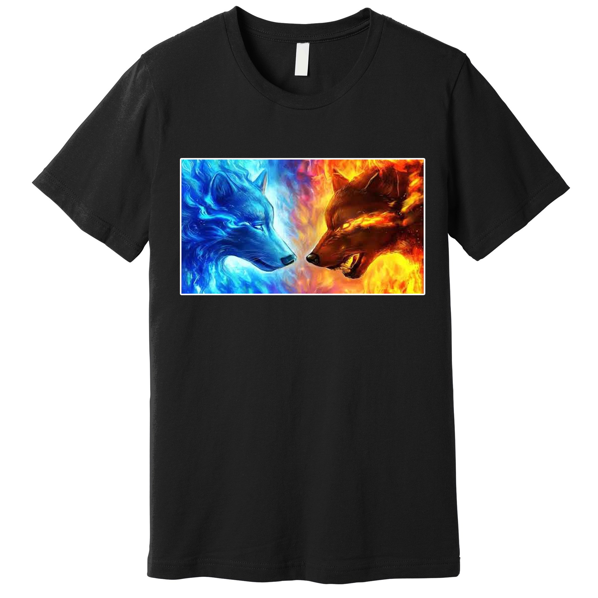 Fire And Ice Wolf Cool Graphic Premium T-Shirt