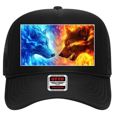 Fire And Ice Wolf Cool Graphic Trucker Hat