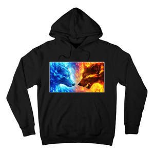 Fire And Ice Wolf Cool Graphic Tall Hoodie