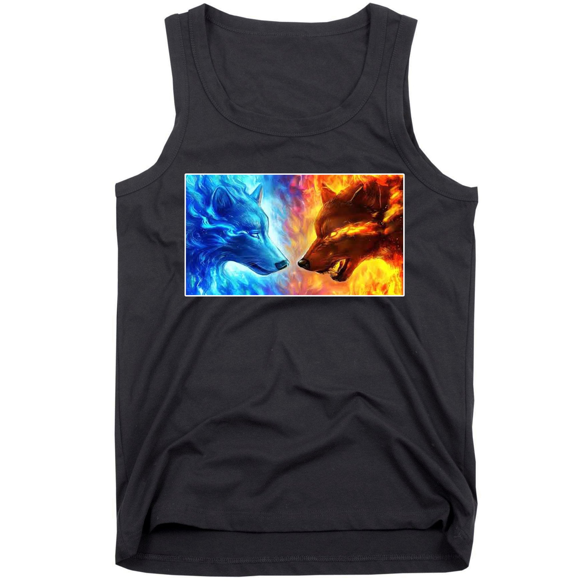 Fire And Ice Wolf Cool Graphic Tank Top