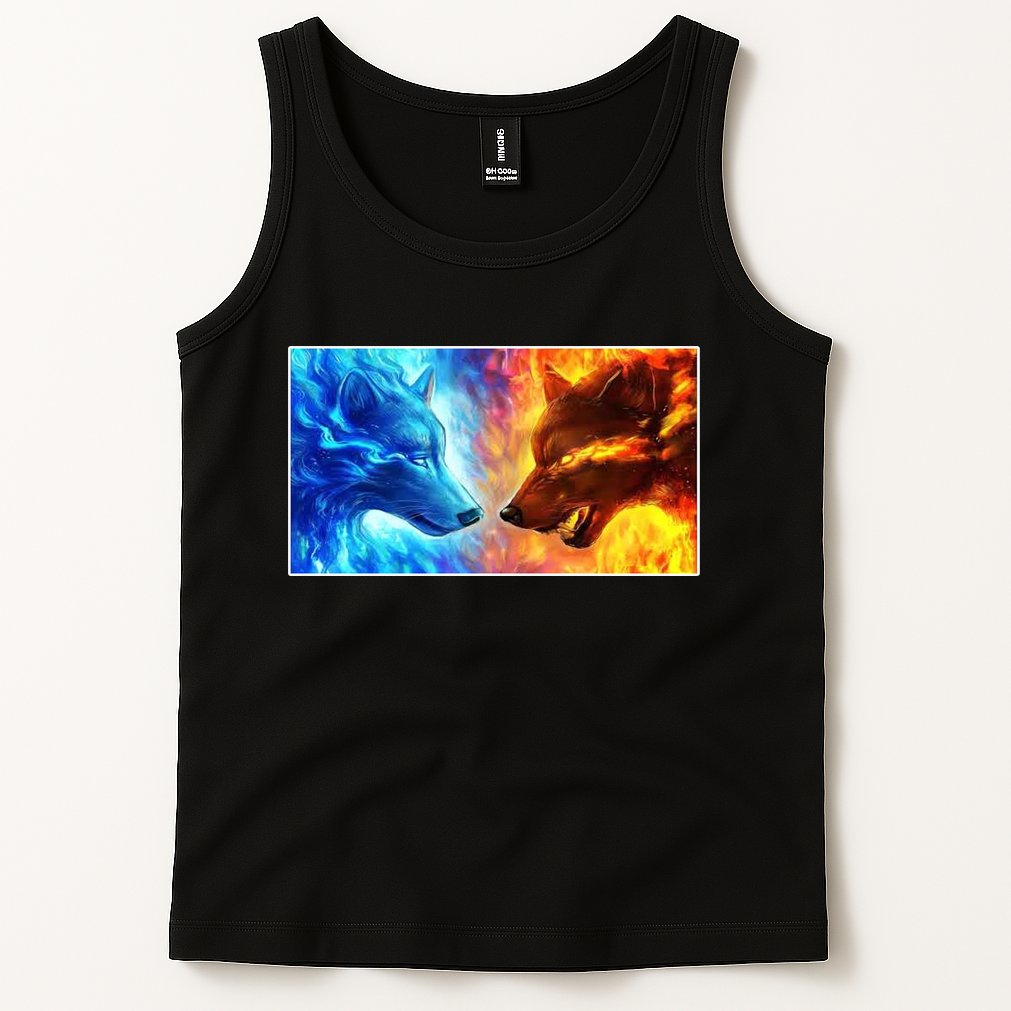 Fire And Ice Wolf Cool Graphic Tank Top