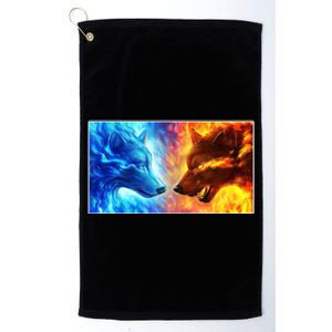 Fire And Ice Wolf Cool Graphic Platinum Collection Golf Towel