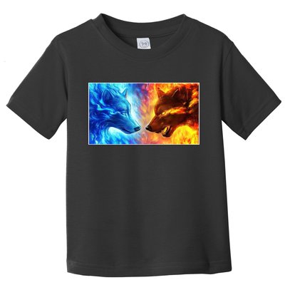 Fire And Ice Wolf Cool Graphic Toddler T-Shirt