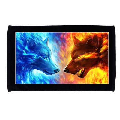 Fire And Ice Wolf Cool Graphic Microfiber Hand Towel