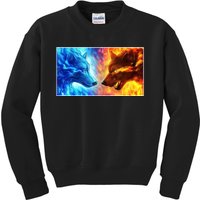 Fire And Ice Wolf Cool Graphic Kids Sweatshirt