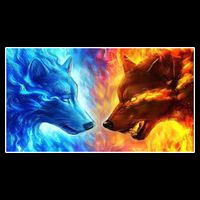 Fire And Ice Wolf Cool Graphic Short Acrylic Beanie