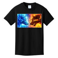 Fire And Ice Wolf Cool Graphic Kids T-Shirt