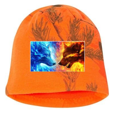 Fire And Ice Wolf Cool Graphic Kati - Camo Knit Beanie