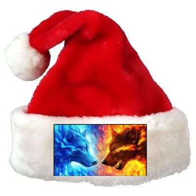 Fire And Ice Wolf Cool Graphic Premium Christmas Santa Hat