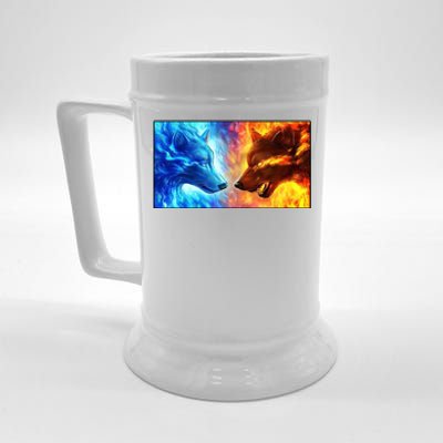 Fire And Ice Wolf Cool Graphic Beer Stein