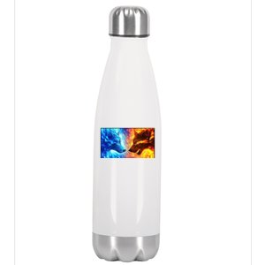 Fire And Ice Wolf Cool Graphic Stainless Steel Insulated Water Bottle