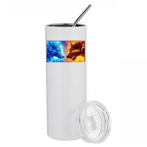 Fire And Ice Wolf Cool Graphic Stainless Steel Tumbler