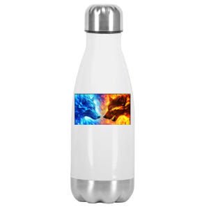 Fire And Ice Wolf Cool Graphic Stainless Steel Insulated Water Bottle