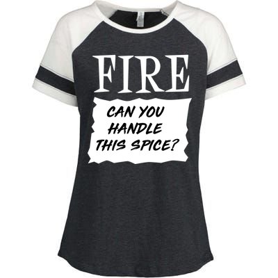 Fire Can you Handle This Spice? Enza Ladies Jersey Colorblock Tee