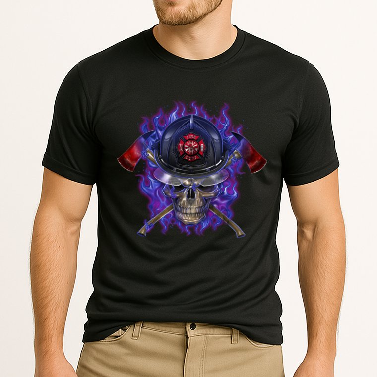 Fire Dept Flame Skull Performance Shirt