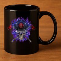 Fire Dept Flame Skull 11oz C Handle Ceramic Mug