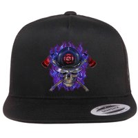 Fire Dept Flame Skull Flat Bill Trucker Hat